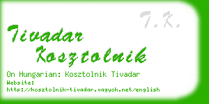 tivadar kosztolnik business card